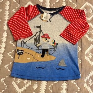 Mud Pie Pirate Ship Long Sleeve Shirt - Red and Blue